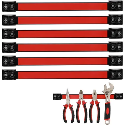 Image de Barre magnétique pour outils, coffret de 6 pièces, 30 cm, en métal, pour atelier ou garage