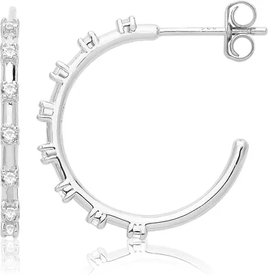 Produktbild von Atemberaubende 925 Sterling Silber (Rhodiniert) Damen - Paar Creolen mit Zirkonia - 2mm; TRS33384