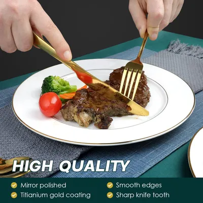 Obrázek produktu pro Sada nádobí, 24 kusů, pro 6 osob, zlatá nerezová ocel, vhodná do myčky, pro kuchyň