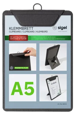 Menükarten-Klemmbrett A5, anthrazit, mit Aufstellfunktion