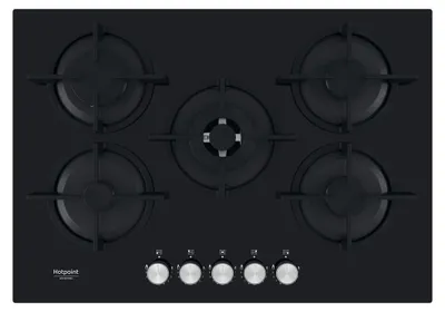 Immagine prodotto di Hotpoint HAGS 72S BK, Nero, Da incasso, 73 cm, A gas, Vetro, 4 zone