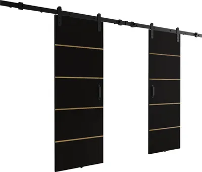 Produktbild von KIER FURNITURE Schiebetüren LORNI DUO 172 - Universal - Schwarz 172x205x1,6 cm