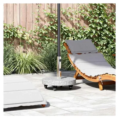 Produktbild von Sonnenschirmständer Grau 45 x 45 x 45 cm aus Granit und Edelstahl, für Garten und Terrasse, rollbar, moderne Schattenlösung, wetterfester Granitfuß
