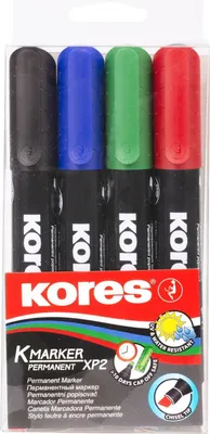 Zdjęcie produktu dla Kores Permanent-Marker "K MARKER", Keilspitze, 4er Etui
