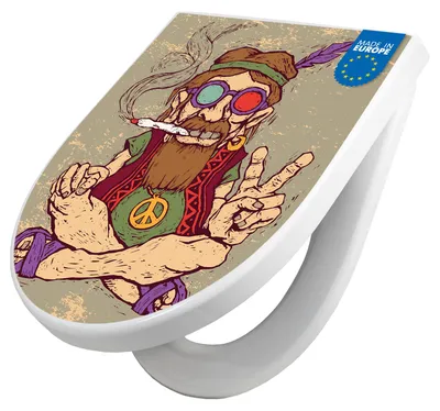 Produktbild von WC Sitz mit Absenkautomatik D Form Motiv Peace [TDW3 12068]
