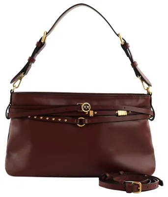 Produktbild von PINKO Umhängetasche Schultertasche Belt Bag Classic Vitello Morbido Burgundy Wine - Antique Gold dunkelbraun