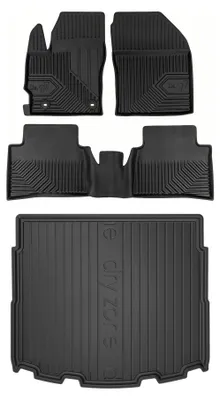 Productafbeelding van Rubberen automatten + kofferbakmat voor Toyota Corolla XII vanaf 2018 (stationwagen) – 4-delig, zwart, op maat – Wielganizator