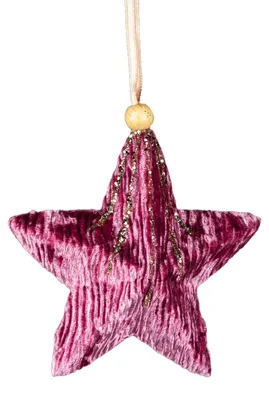 Stern Weihnachtsbaumhänger 10,5 cm rosa glitzernd, 1 Stück