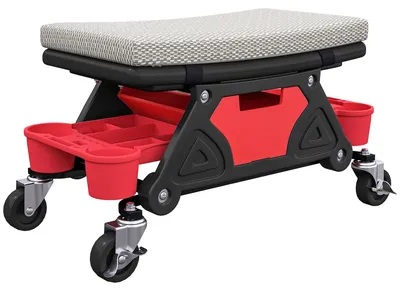 Productafbeelding van Werkplaatskruk met wielen, opbergvlak 35 cm hoog, rolkruk, draagvermogen tot 135 kg, grijs