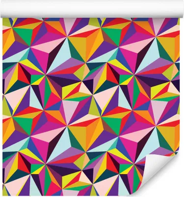 Zdjęcie produktu dla Tapeta Młodzieżowa Kolorowe Wzory Geometryczne 3D idealna do Salonu lub sypialni