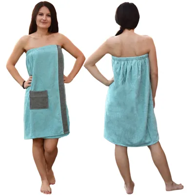 Produktbild von JEMIDI Saunakilt für Damen - Saunatuch Damen aus Baumwolle - Saunahandtuch mit Tasche - Sauna Kilt für Frauen - Handtuchkleid - Sauna Tuch Saunakleid