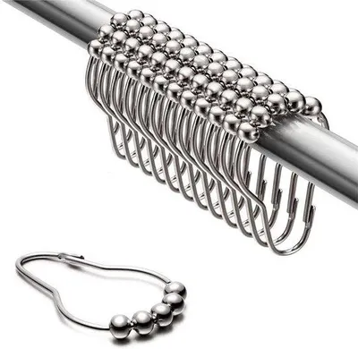 Produktbild von Edelstahl-Duschvorhanghaken, 12-teilig, Chrom, Badzubehör