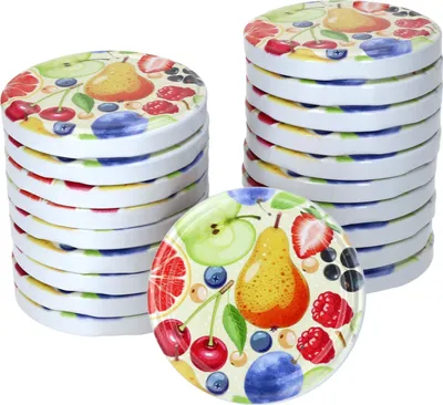 Obrázek produktu pro sada 20 víček TO82 Komická víčka na ovoce pro zavařovací sklenice Náhradní víčka