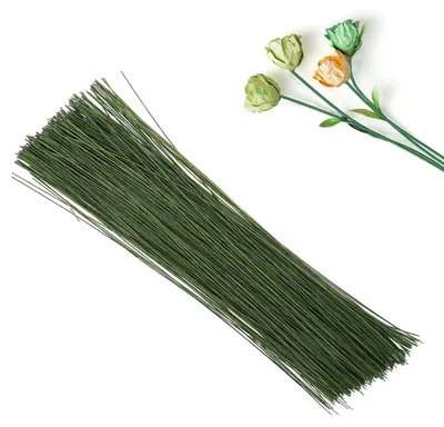 Blumendraht, 200 Stück, 40 cm, 1 mm, grün, flexibler Eisendraht