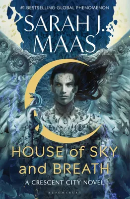 Book cover art featuring a winged figure with a crescent moon.