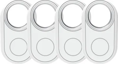 Immagine prodotto di ZELURXX Set di 4 localizzatori GPS Bluetooth per animali domestici e bambini, compatibili con Android, portata 25 m, anti-smarrimento, localizzazione, bianco