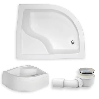 Zdjęcie produktu dla Brodzik Prysznicowy Asymetryczny 100x80x45 Prawy z Obudową Akrylową, Akrylowy, Gładki | Syfon odpływ ⌀50 mm + nogi (stelaż) | BADLAND MAXI