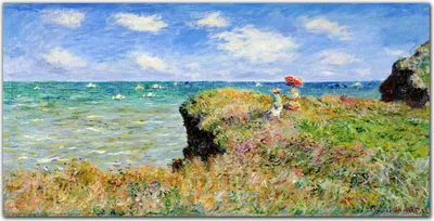 Produktbild von Coloray Küchenrückwand 140x70 Spritzschutz aus Glas - Sea Cliff von Claude Monet