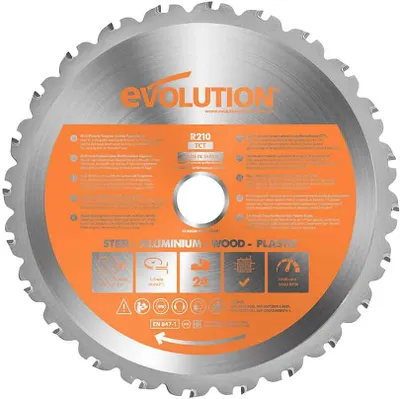Produktbild von Evolution RAGE 210 mm / 24 Zähne TCT Mehrzweck-Widia-Gehrungssäge
