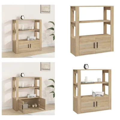 Zdjęcie produktu dla vidaXL Kredens dąb sonoma 80x30x90 cm materiał drewnopochodny - Kredens - Kredensy - Szafka - Szafka do przechowywania