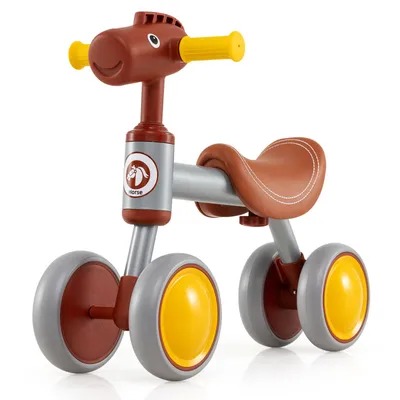 Image de Vélo d'exercice COSTWAY, Vélo d'apprentissage 4 roues, Vélo d'exercice sans pédale, Vélo d'équilibre cheval, Vélo d'équilibre pour enfants 18-36 mois
