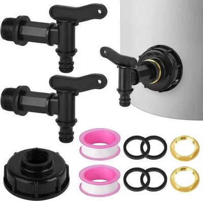 Image de Kit pratique de robinets pour citernes d'eau de pluie et tuyaux d'arrosage - 3/4 pouce, 2 pièces