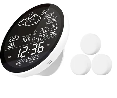 Obrázek produktu pro WiFi vnitřní/venkovní meteorologická stanice se 3 senzory, bezdrátovým teploměrem, vlhkoměrem, ovládáním přes aplikaci