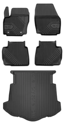 Image de Tapis en caoutchouc + bac de coffre pour Ford Mondeo IV 2007-2014 (liftback, roue galette, avec roue de secours) – 5 pièces, noirs, sur mesure