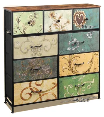 Obrázek produktu pro Úložná skříňka, vintage design, uspořádání s více zásuvkami, 9 zásuvek – B