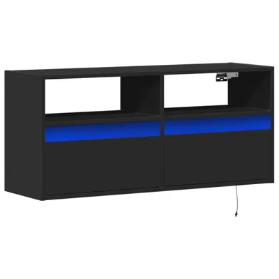 Produktbild von "Winterschlussverkauf "TV-Board - Fernsehtisch - TV-Tisch/TV-Wandschrank  Skandinavisch - CLORIS - Fernsehenschrank -mit LED-Beleuchtung Schwarz 100x31x45 cm - NeuMöbel8687606