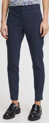 Image de Pantalon en tissu pour femme Fransa FRVita, avec poches zippées et passants de ceinture, en coton mélangé, coupe slim