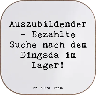 Produktbild von Mr. & Mrs. Panda Tassenuntersetzer Spruch Auszubildender Abenteuer - Weiß - Geschenk, Unterstützung, Ausbildung, Dingsda, Coaster, Tassen Untersetzer, Holzuntersetzer