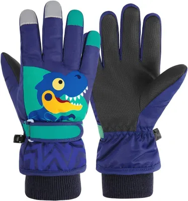 Produktbild von Kinder Skihandschuhe für den Winter wasserdicht dunkelblau 7-9 Jahre