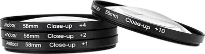Image de Kit de filtres macro Andoer 58 mm +1 +2 +4 +10 avec étui pour appareils photo reflex numériques Nikon Canon Rebel T5i T4i EOS 1100D 650D 600D