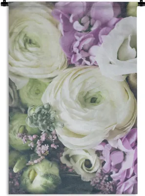 Produktbild von MuchoWow® Wandteppich Wandbehang Blumen - Rosen - Natur 90x135 cm Tapisserie Dekoration Wandtuch - Baumwolle - Wandskulptur