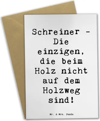 Produktbild von Mr. & Mrs. Panda Klappkarte Spruch Schreiner Handwerk - Weiß - Geschenk, Berufe, kreative Geschenke, glückwunschkarten, Grußkarten, Leidenschaft, weihnachtskarten, Beruf