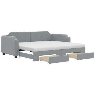 Obrázok produktu pre vidaXL Rozkladacia posteľ so zásuvkami Svetlo šedá 90x200 cm Látka