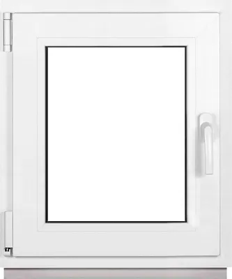 A white PVC window frame with a clear glass pane, shown from the front.