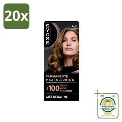 Productafbeelding van 20 x SYOSS Permanente Haarkleur 6-8 Donkerblond met Keratineformule - Voorraadverpakking - 20 stuks