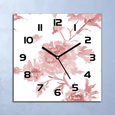 Produktbild von Wanduhr Echt-Glas-Küchenuhr Pastell Blumen Quarz Lautlos 30x30 Deko Bilder
