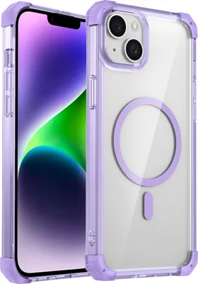 Image de Coque magnétique pour iPhone 13 / iPhone 14 compatible avec MagSafe, étui transparent antichoc, protection militaire Violet