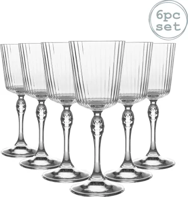 Produktbild von Bormioli Rocco 6 Stück America ‚20s Cocktail-Gläser-Set - Vintage Art Deco Cocktail Weinstielglas Glas - 250ml