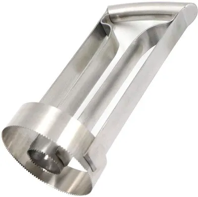 Produktbild von Ibenzoa® Ananasschneider – Edelstahl, ergonomischer Handgriff, scharf gekerbtes Messer, spülmaschinenfest, silber, 20 x 10 x 8 cm, für Links- & Rechtshänder, für schnelle gleichmäßige Ananasscheiben