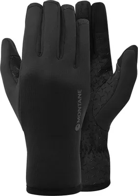Schwarze Fingerhandschuhe "Fury Xt Glove" von Montane mit rutschfester Innenseite.