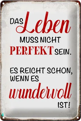 Produktbild von Blechschild Spruch 20x30cm Leben muss nicht perfekt sein