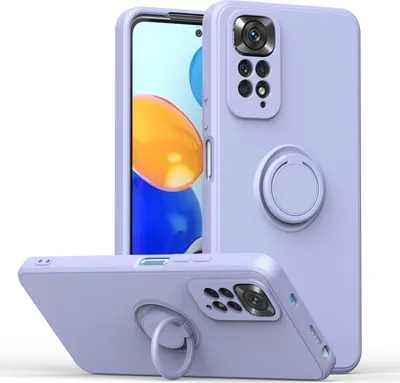 Produktbild von Redmi Note 11 Pro Handyhülle, Ring Halter Ständer Kratzfeste Weiche Silikon schutzhülle für Xiaomi Redmi Note 11 Pro 5G/4G Violett