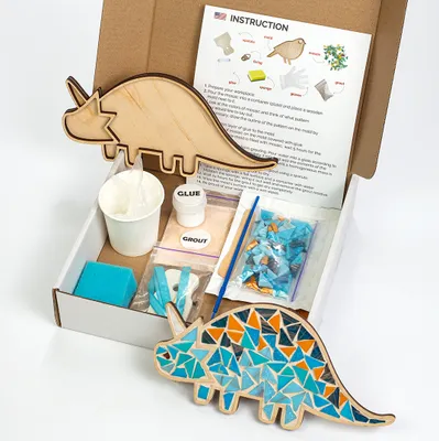 Produktbild von NKlaus DIY Mosaik Bastelset Triceratops 10tlg. Spielzeug Kinder & Erwachsene Craft Kit Mosaikkunst 15254