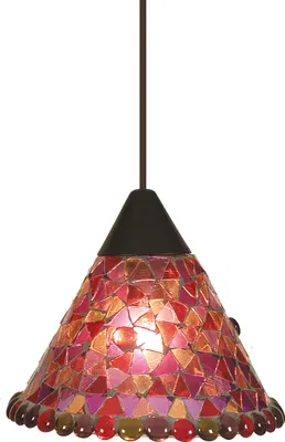 Produktbild von Näve Leuchten Pendelleuchte MOSAIK mit E14 Pendelleuchte MOSAIK mit E14 Pendelleuchten - Mosaik-Pendelleuchte d:19cm, Hängelampe im Landhaus Stil, aus Glas in rot, 16 cm hoch, Ø 19 cm, E14-Fassung