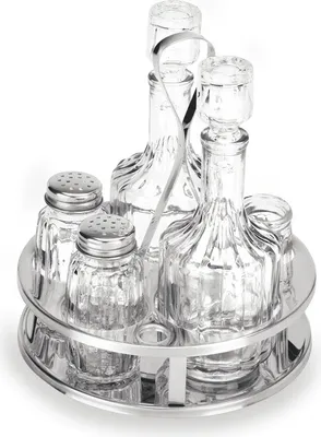 Produktbild von 8x Menage Essig und Öl, Zahnstocherglas, Salz und Pfeffer Edelstahl