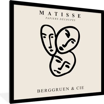 Produktbild von MuchoWow® Gerahmtes Poster Matisse - Gesicht - Porträt - Schwarz 40x40 cm - Poster mit Schwarzem Bilderrahmen Wandposter Rahmen Foto Bilder - Mit Rahmen - Wanddekoration Schlafzimmer